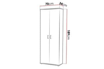 Kelvy Garderobe 70x34 cm - Hvit - Oppbevaring - Garderober & garderobesystem