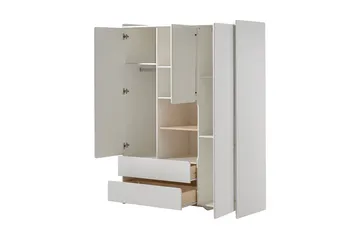 Kiddy Garderobe med Skuffer 138 cm i Malt Tre - Hvit - Oppbevaring - Garderober & garderobesystem