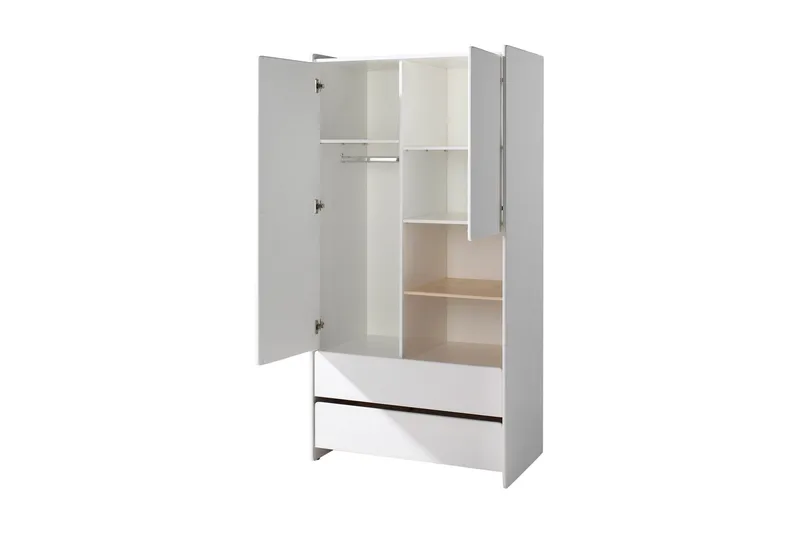 Kiddy Garderobe med Skuffer 90 cm i Malt Tre - Hvit - Oppbevaring - Garderober & garderobesystem