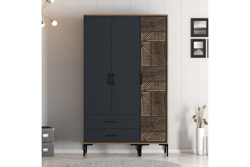 Kumsal Garderobe 120 cm - Antrasitt - Oppbevaring - Garderober & garderobesystem