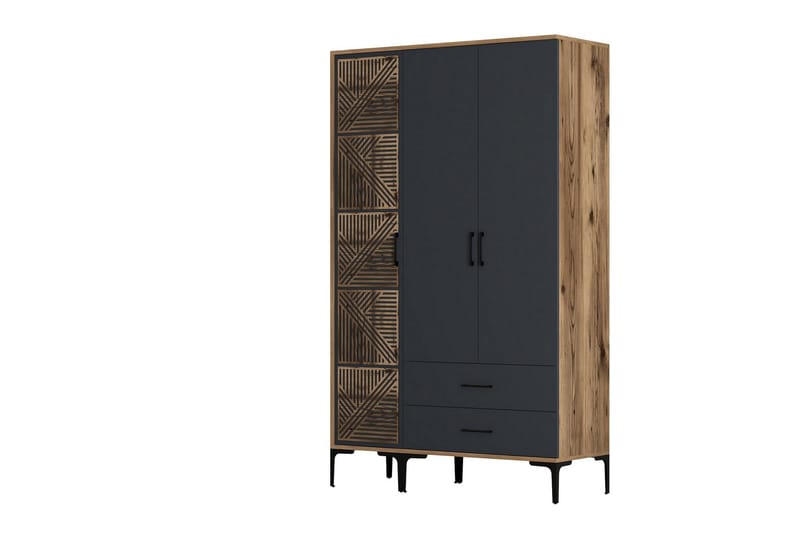 Kumsal Garderobe 120 cm - Antrasitt - Oppbevaring - Garderober & garderobesystem