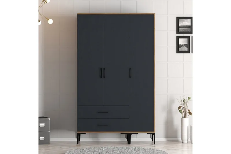 Kumsal Garderobe 120 cm - Antrasitt - Oppbevaring - Garderober & garderobesystem