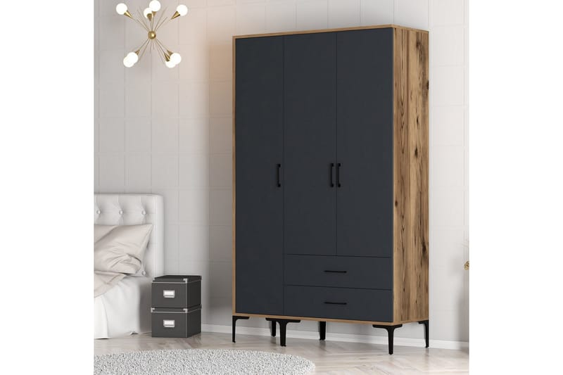 Kumsal Garderobe 120 cm - Antrasitt - Oppbevaring - Garderober & garderobesystem