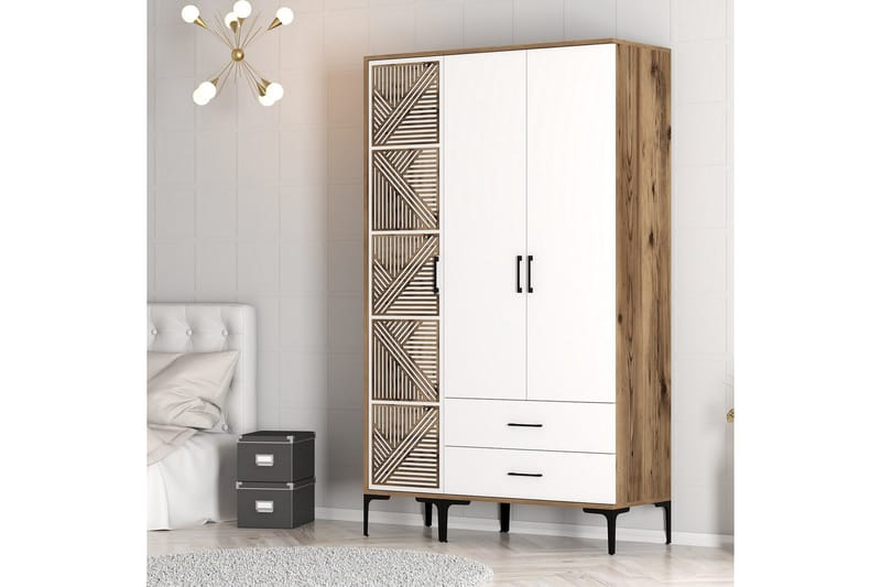 Kumsal Garderobe 120 cm - Brun/Hvit - Oppbevaring - Garderober & garderobesystem