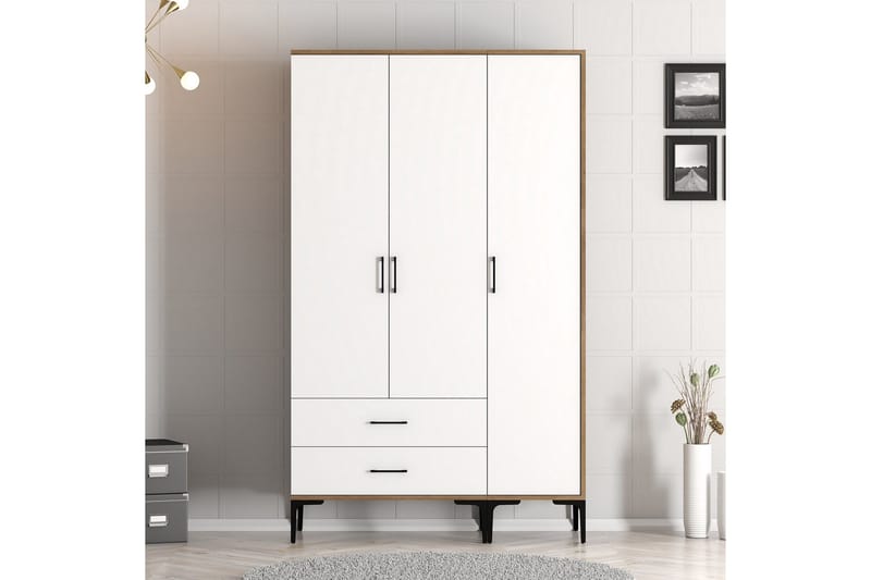 Kumsal Garderobe 120 cm - Brun/Hvit - Oppbevaring - Garderober & garderobesystem