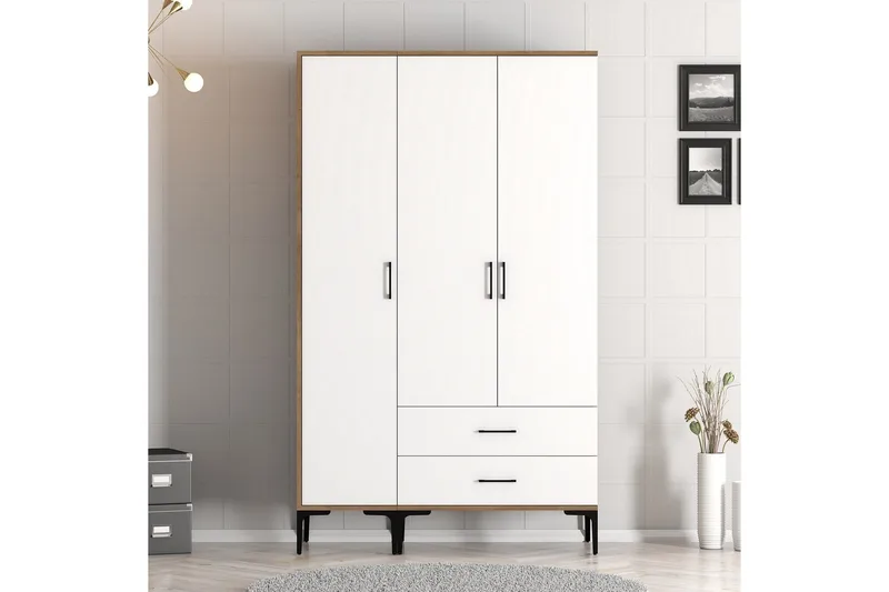 Kumsal Garderobe 120 cm, Brun/Hvit