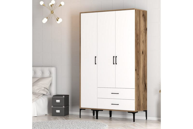 Kumsal Garderobe 120 cm - Brun/Hvit - Oppbevaring - Garderober & garderobesystem