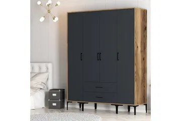 Kumsal Garderobe 160 cm - Antrasitt - Oppbevaring - Garderober & garderobesystem