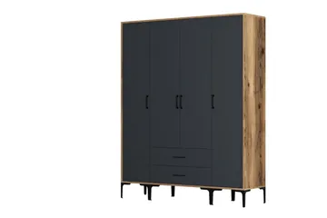 Kumsal Garderobe 160 cm - Antrasitt - Oppbevaring - Garderober & garderobesystem