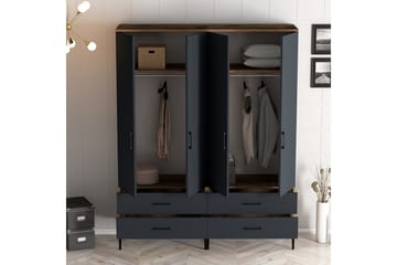 Kumsal Garderobe 160 cm - Antrasitt - Oppbevaring - Garderober & garderobesystem