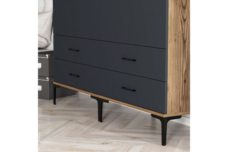 Kumsal Garderobe 160 cm - Antrasitt - Oppbevaring - Garderober & garderobesystem