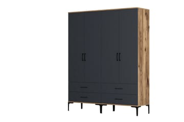 Kumsal Garderobe 160 cm - Antrasitt - Oppbevaring - Garderober & garderobesystem