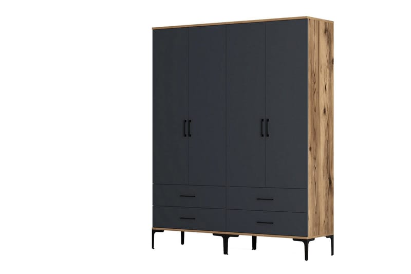 Kumsal Garderobe 160 cm - Antrasitt - Oppbevaring - Garderober & garderobesystem