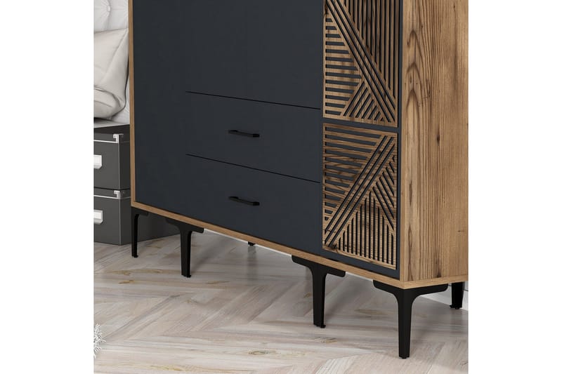 Kumsal Garderobe 160 cm - Antrasitt - Oppbevaring - Garderober & garderobesystem