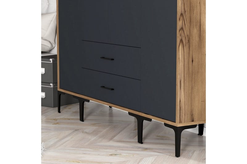 Kumsal Garderobe 160 cm - Antrasitt - Oppbevaring - Garderober & garderobesystem