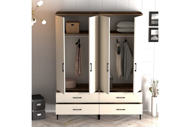Kumsal Garderobe 160 cm - Cream - Oppbevaring - Garderober & garderobesystem