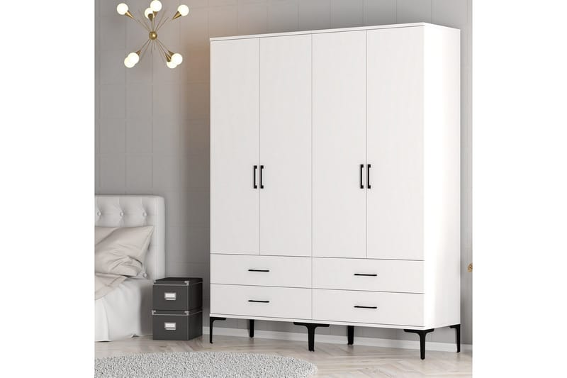 Kumsal Garderobe 160 cm - Hvit - Oppbevaring - Garderober & garderobesystem