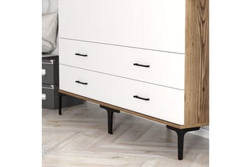 Kumsal Garderobe 160 cm - Hvit/Brun - Oppbevaring - Garderober & garderobesystem