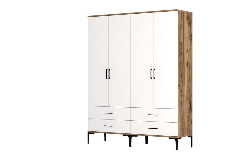 Kumsal Garderobe 160 cm - Hvit/Brun - Oppbevaring - Garderober & garderobesystem