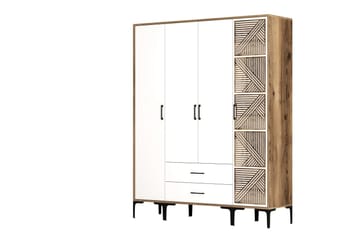 Kumsal Garderobe 160 cm - Hvit/Brun - Oppbevaring - Garderober & garderobesystem