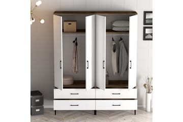 Kumsal Garderobe 160 cm - Hvit/Brun - Oppbevaring - Garderober & garderobesystem