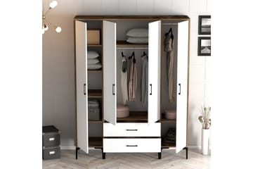 Kumsal Garderobe 160 cm - Hvit/Brun - Oppbevaring - Garderober & garderobesystem