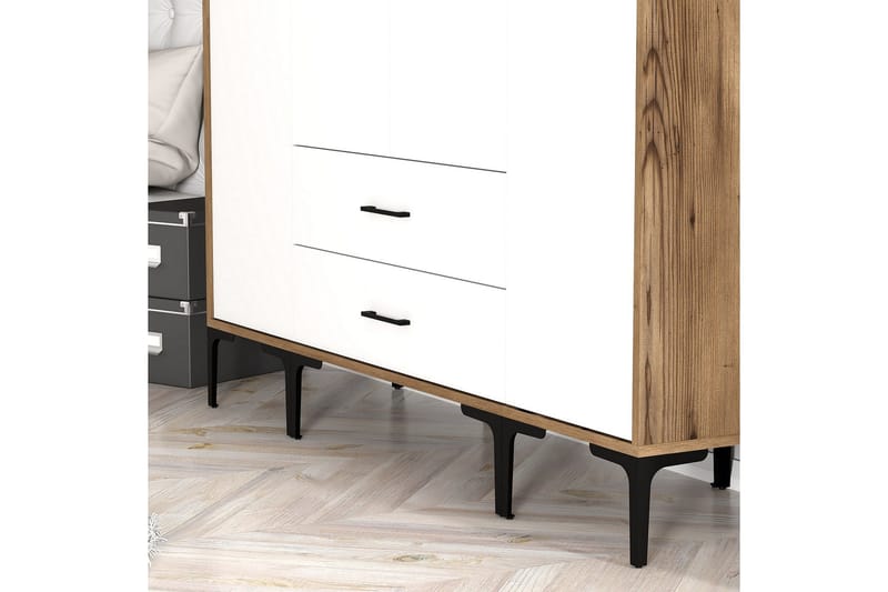 Kumsal Garderobe 160 cm - Hvit/Brun - Oppbevaring - Garderober & garderobesystem