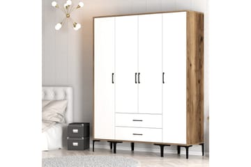 Kumsal Garderobe 160 cm - Hvit/Brun - Oppbevaring - Garderober & garderobesystem