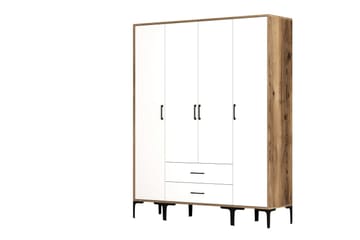 Kumsal Garderobe 160 cm - Hvit/Brun - Oppbevaring - Garderober & garderobesystem