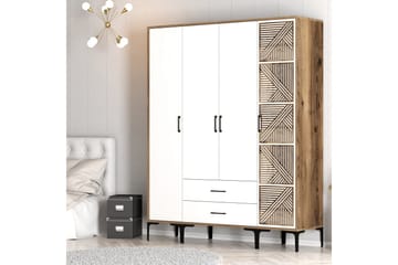 Kumsal Garderobe 160 cm - Hvit/Brun - Oppbevaring - Garderober & garderobesystem