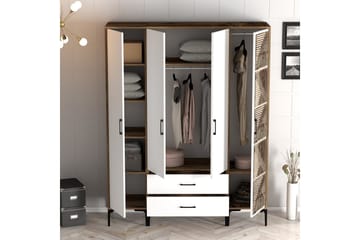 Kumsal Garderobe 160 cm - Hvit/Brun - Oppbevaring - Garderober & garderobesystem