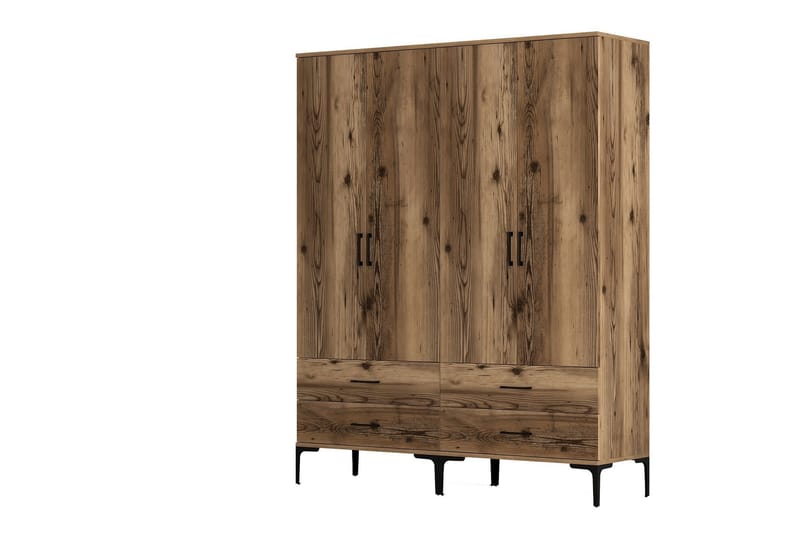 Kumsal Garderobe 160 cm - Valnøtt - Oppbevaring - Garderober & garderobesystem