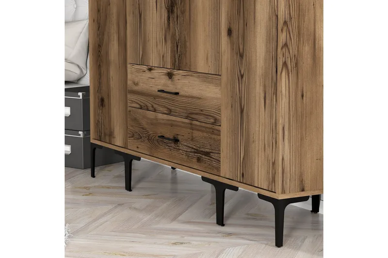 Kumsal Garderobe 160 cm - Valnøtt - Oppbevaring - Garderober & garderobesystem