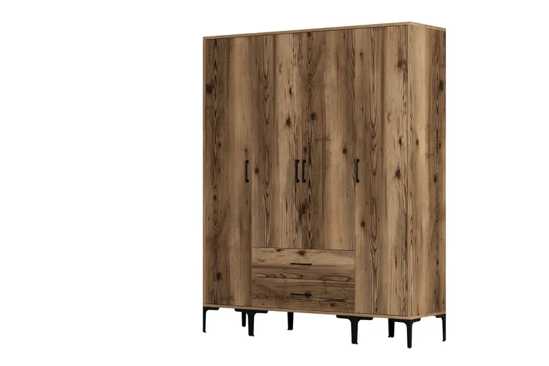 Kumsal Garderobe 160 cm - Valnøtt - Oppbevaring - Garderober & garderobesystem