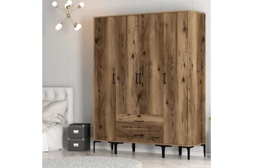 Kumsal Garderobe 160 cm - Valnøtt - Oppbevaring - Garderober & garderobesystem
