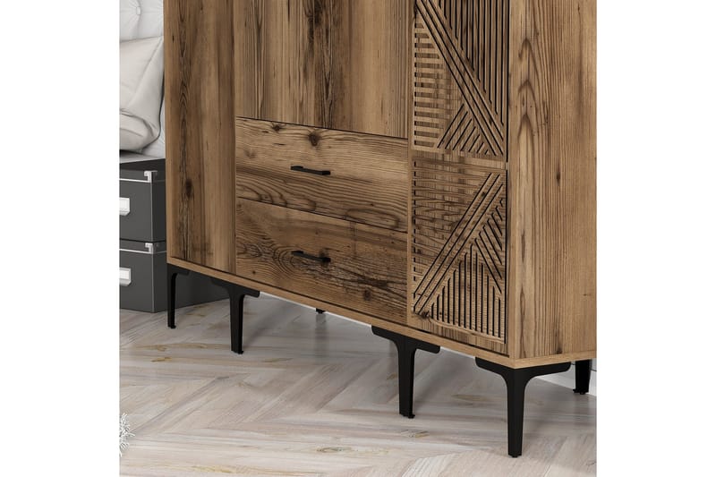 Kumsal Garderobe 160 cm - Valnøtt - Oppbevaring - Garderober & garderobesystem