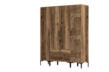 Kumsal Garderobe 160 cm - Valnøtt - Oppbevaring - Garderober & garderobesystem