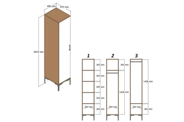 Kumsal Garderobe 40 cm - Hvit - Oppbevaring - Skap - Oppbevaringsskap