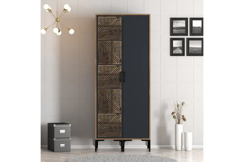 Kumsal Garderobe 80 cm - Antrasitt - Oppbevaring - Garderober & garderobesystem