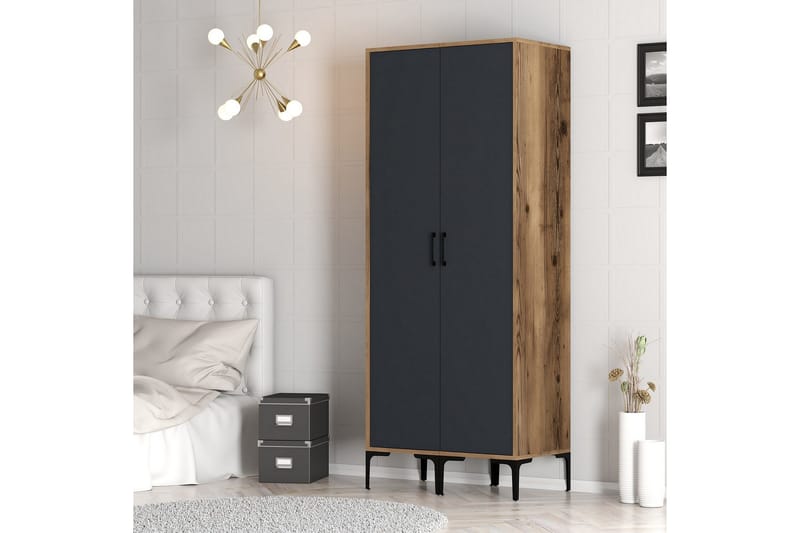 Kumsal Garderobe 80 cm - Antrasitt - Oppbevaring - Garderober & garderobesystem