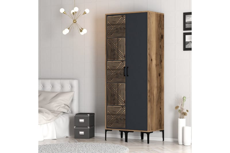 Kumsal Garderobe 80 cm - Antrasitt - Oppbevaring - Garderober & garderobesystem