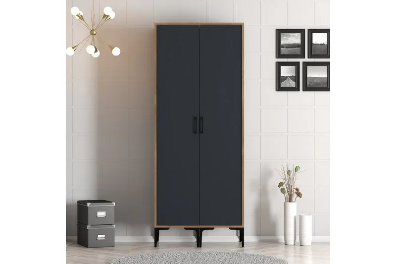 Kumsal Garderobe 80 cm - Antrasitt - Oppbevaring - Garderober & garderobesystem