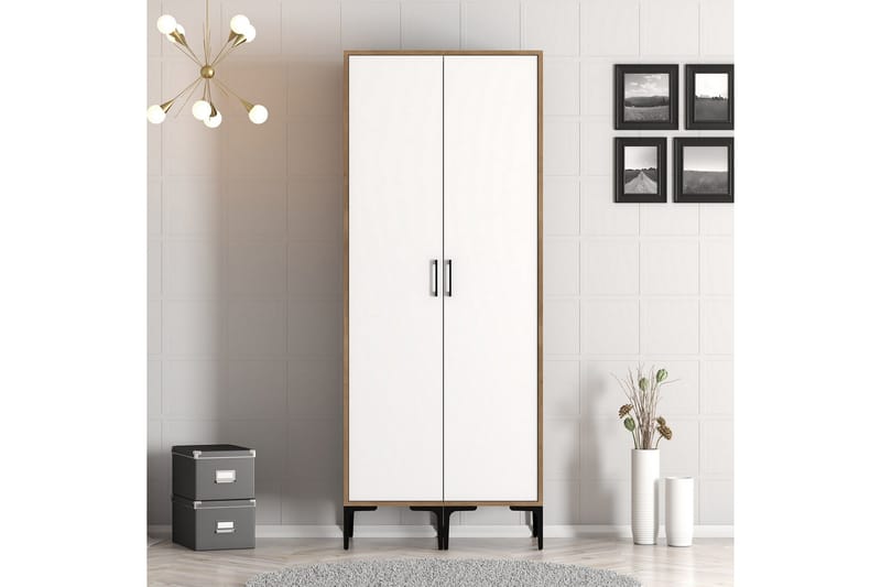 Kumsal Garderobe 80 cm, Brun/Hvit