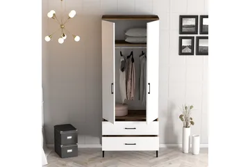 Kumsal Garderobe 80 cm - Brun/Hvit - Oppbevaring - Garderober & garderobesystem