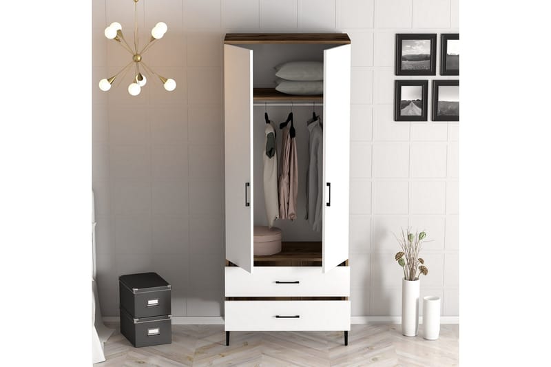 Kumsal Garderobe 80 cm - Brun/Hvit - Oppbevaring - Garderober & garderobesystem