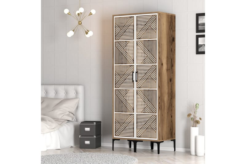 Kumsal Garderobe 80 cm - Brun/Hvit - Oppbevaring - Garderober & garderobesystem