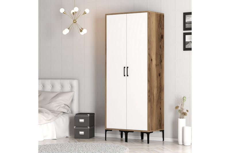 Kumsal Garderobe 80 cm - Brun/Hvit - Oppbevaring - Garderober & garderobesystem