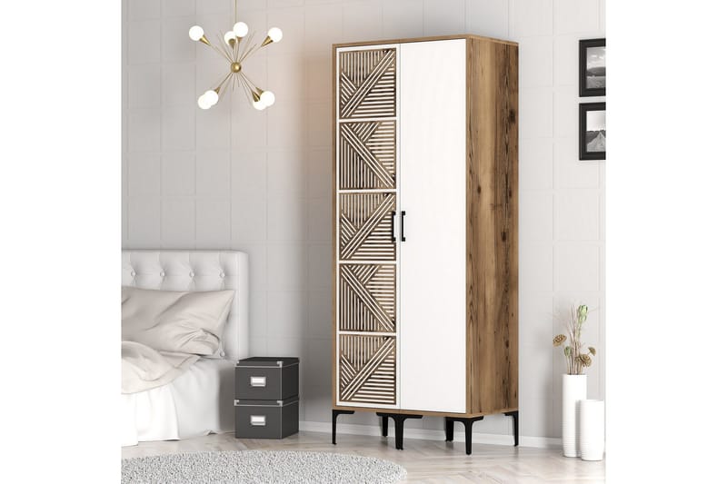 Kumsal Garderobe 80 cm - Brun/Hvit - Oppbevaring - Garderober & garderobesystem