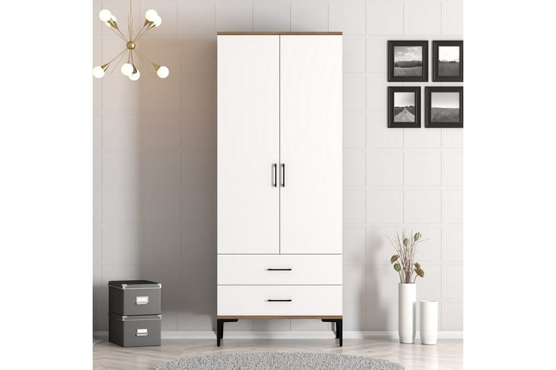 Kumsal Garderobe 80 cm, Brun/Hvit