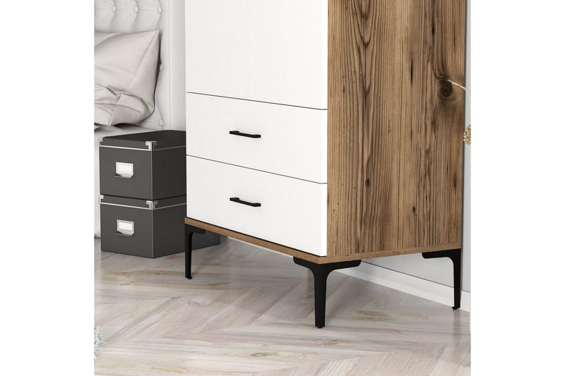 Kumsal Garderobe 80 cm - Brun/Hvit - Oppbevaring - Garderober & garderobesystem